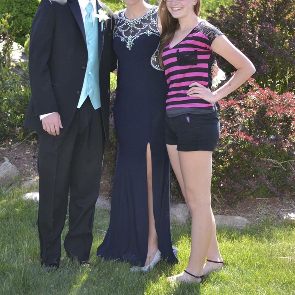 Navy Blue Prom Dress with Intricate Jeweling